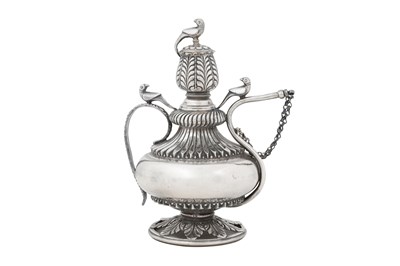Lot 222 - AN INDIAN SILVER WINE OR SPIRIT FLASK (CHUSKI)