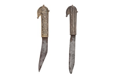 Lot 212 - TWO ARABIAN KHANJAR DAGGERS WITH SILVER FILIGREE HILTS