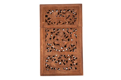 Lot 161 - AN INDIAN CARVED AND PIERCED SANDALWOOD CARD CASE