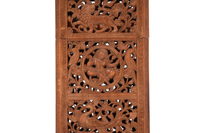 Lot 161 - AN INDIAN CARVED AND PIERCED SANDALWOOD CARD CASE