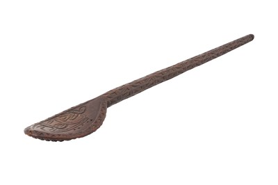 Lot 155 - A SUFI DERVISH CARVED WOOD BACKSCRATCHER WITH SHI’A INSCRIPTION
