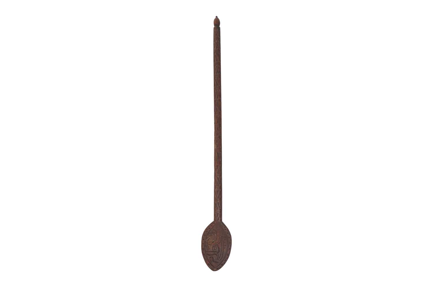 Lot 155 - A SUFI DERVISH CARVED WOOD BACKSCRATCHER WITH SHI’A INSCRIPTION