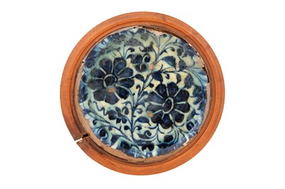 Lot 154 - THREE FRAGMENTS OF MAMLUK POTTERY DISHES WITH FLORAL DESIGNS