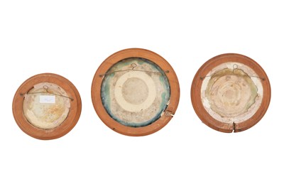 Lot 154 - THREE FRAGMENTS OF MAMLUK POTTERY DISHES WITH FLORAL DESIGNS