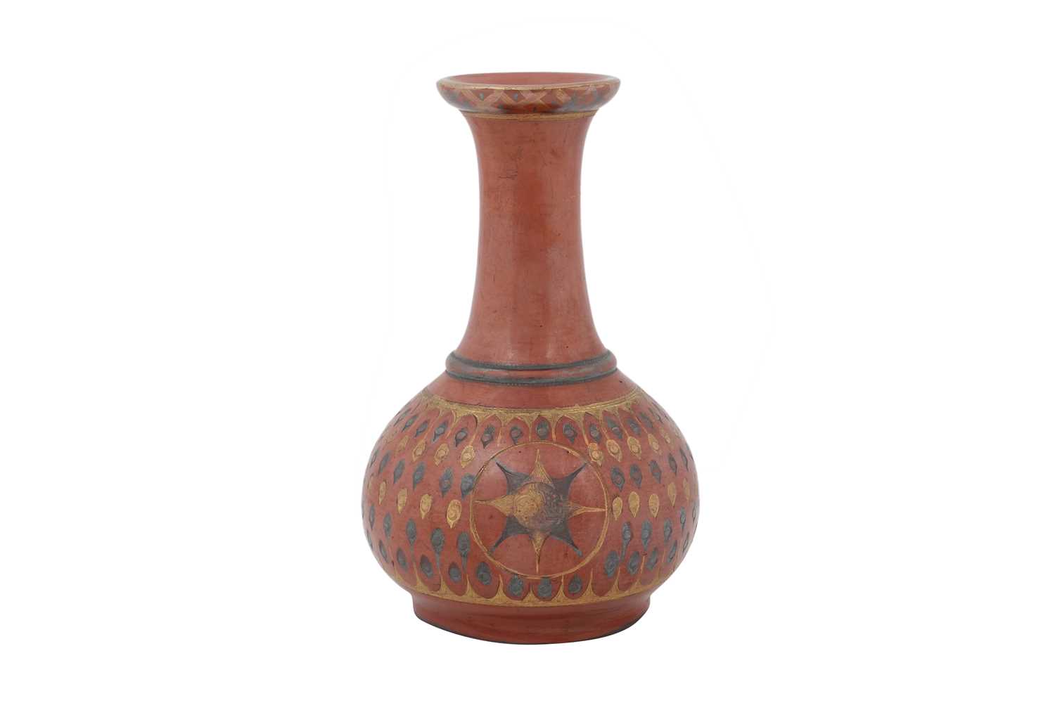 Lot 122 - A GOLD AND SILVER-OVERLAID TOPHANE WARE VASE WITH OTTOMAN SULTAN’S TUGHRA