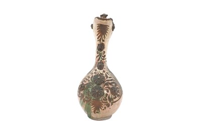 Lot 119 - A LARGE GOLD-ENAMELLED AND GREEN-SPLASHED WHITE-GLAZED CANAKKALE POTTERY EWER