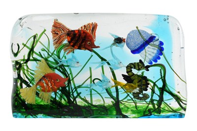 Lot 79 - A POLYCHROME MURANO GLASS AQUARIUM WITH JELLYFISH