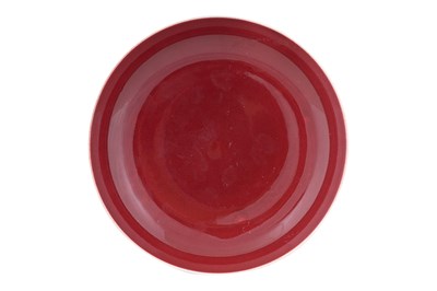 Lot 185 - A CHINESE RED-GLAZED DISH
