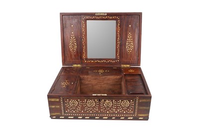 Lot 162 - λ AN IVORY-INLAID CARVED WOOD PORTABLE WRITING SET