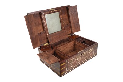 Lot 162 - λ AN IVORY-INLAID CARVED WOOD PORTABLE WRITING SET