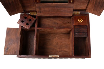 Lot 162 - λ AN IVORY-INLAID CARVED WOOD PORTABLE WRITING SET