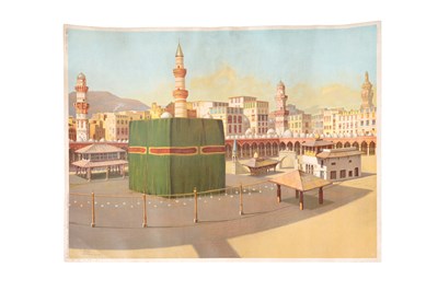 Lot 73 - HAJJ MEMORABILIA: TWO CHROMOLITHOGRAPHED HAJJ CERTIFICATES AND OTHER PRINTS