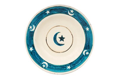 Lot 124 - THREE TURKISH EXPORT EASTERN EUROPEAN POTTERY PLATES WITH OTTOMAN MOTIFS