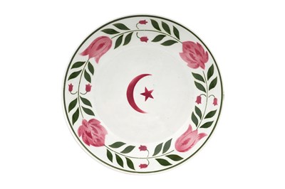 Lot 124 - THREE TURKISH EXPORT EASTERN EUROPEAN POTTERY PLATES WITH OTTOMAN MOTIFS