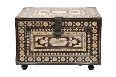 Lot 164 - λ AN ANGLO-INDIAN BONE-INLAID PORTABLE WRITING CABINET (VARGUENO)