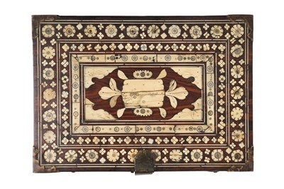 Lot 164 - λ AN ANGLO-INDIAN BONE-INLAID PORTABLE WRITING CABINET (VARGUENO)