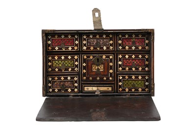 Lot 164 - λ AN ANGLO-INDIAN BONE-INLAID PORTABLE WRITING CABINET (VARGUENO)