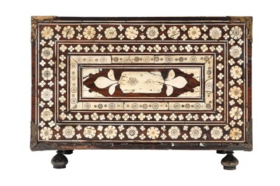Lot 164 - λ AN ANGLO-INDIAN BONE-INLAID PORTABLE WRITING CABINET (VARGUENO)