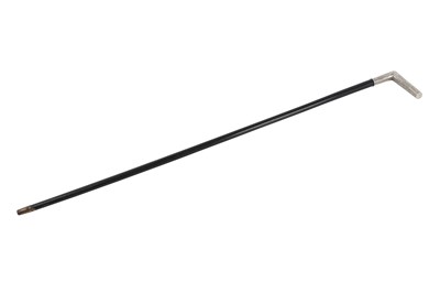 Lot 274 - A WOODEN WALKING STICK WITH IRANIAN (PERSIAN) JA'FAR-STYLE SILVER HANDLE