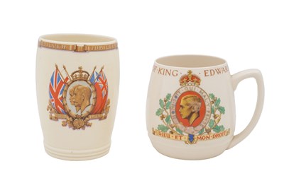 Lot 98 - A KING GEORGE V AND QUEEN MARY SILVER JUBILEE BEAKER AND KING EDWARD VIII CORONATION MUG