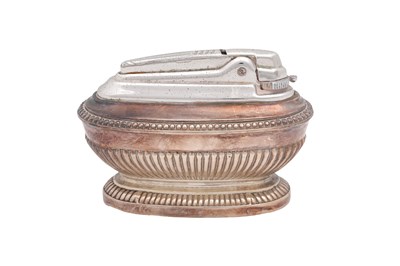 Lot 9 - A RONSON QUEEN ANNE SILVER-PLATED TABLE LIGHTER