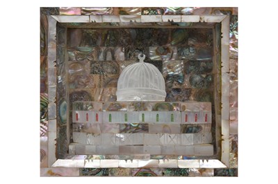 Lot 236 - TWO MOTHER-OF-PEARL-INLAID OLIVE WOOD DIORAMAS WITH THE DOME OF THE ROCK