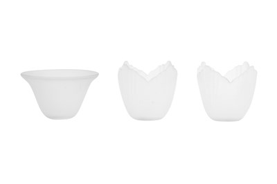 Lot 115 - THREE FROSTED GLASS DROP LAMPSHADES