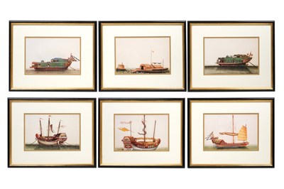 Lot 195 - A SET OF SIX REPRODUCTION PRINTS OF CHINESE JUNKS