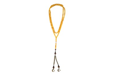 Lot 26 - A TURKISH BUTTERSCOTCH AMBER 99 BEAD TASBIH ROSARY NECKLACE