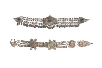 Lot 37 - TWO OTTOMAN WHITE METAL JEWELLERY PIECES