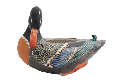 Lot 133 - A JAPANESE KUTANI DUCK-SHAPED JARDINIERE