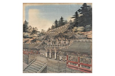 Lot 111 - A LARGE JAPANESE YŪZEN-BIRODO CUT VELVET PAINTING