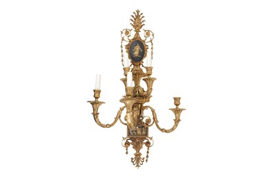 Lot 113 - A BRASS REVIVAL WALL SCONCE