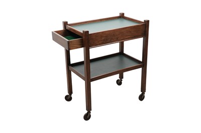 Lot 136 - A WOOD VINTAGE TEA TROLLEY