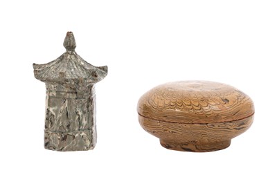 Lot 104 - TWO KOREAN MARBLE-GLAZED POTTERY PIECES