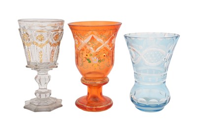 Lot 51 - THREE BOHEMIAN GLASS CUPS