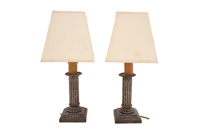 Lot 7 - A PAIR OF CHINESE WHITE METAL LAMPS