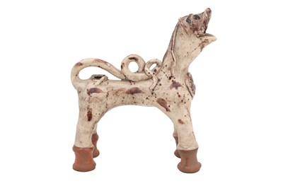 Lot 68 - A CANAKKALE POTTERY FIGURAL EWER