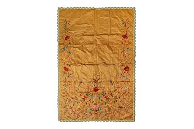 Lot 46 - A TURKISH EMBROIDERED SILK PRAYING MAT