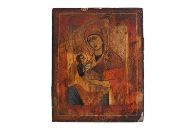 Lot 155 - A RUSSIAN ICON OF MARY AND CHRIST CHILD