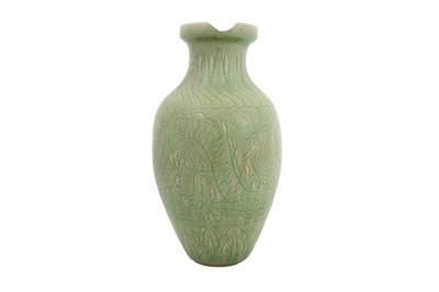 Lot 84 - A LARGE CHINESE CELADON 'DRAGON' VASE