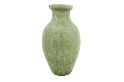 Lot 26 - A LARGE CHINESE CELADON 'DRAGON' VASE