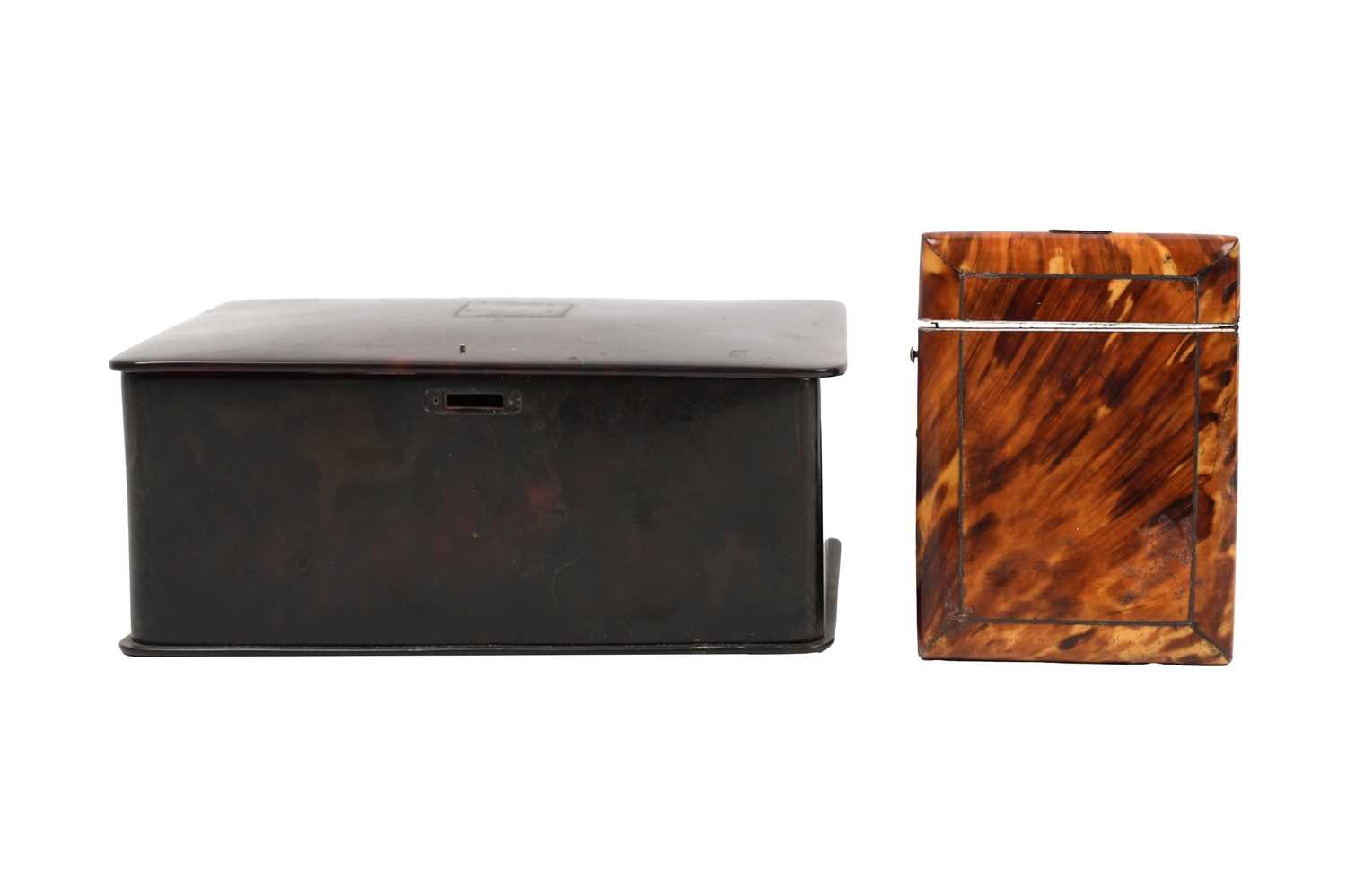 Lot 147 - λ TWO TORTOISE SHELL BOXES