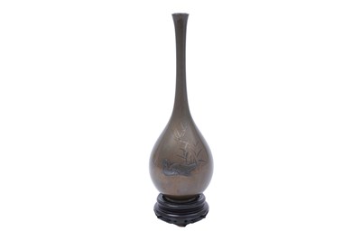 Lot 145 - A JAPANESE BRONZE 'GOOSE' VASE