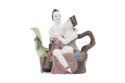 Lot 93 - A CHINESE FAMILLE ROSE EROTIC TEAPOT
