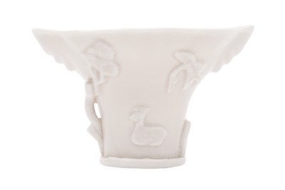 Lot 16 - A CHINESE BLANC DE CHINE LIBATION CUP