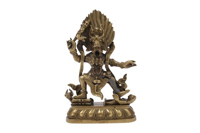 Lot 98 - A SINO-TIBETAN GILT BRONZE FIGURE OF YAMANTAKA