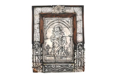 Lot 210 - A MOTHER-OF-PEARL PLAQUE DEPICTING SAINT PETER