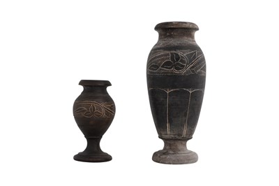 Lot 205 - A PAIR OF DEAD SEA STONE VASES