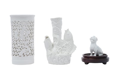 Lot 17 - A GROUP OF THREE CHINESE BLANC DE CHINE PIECES